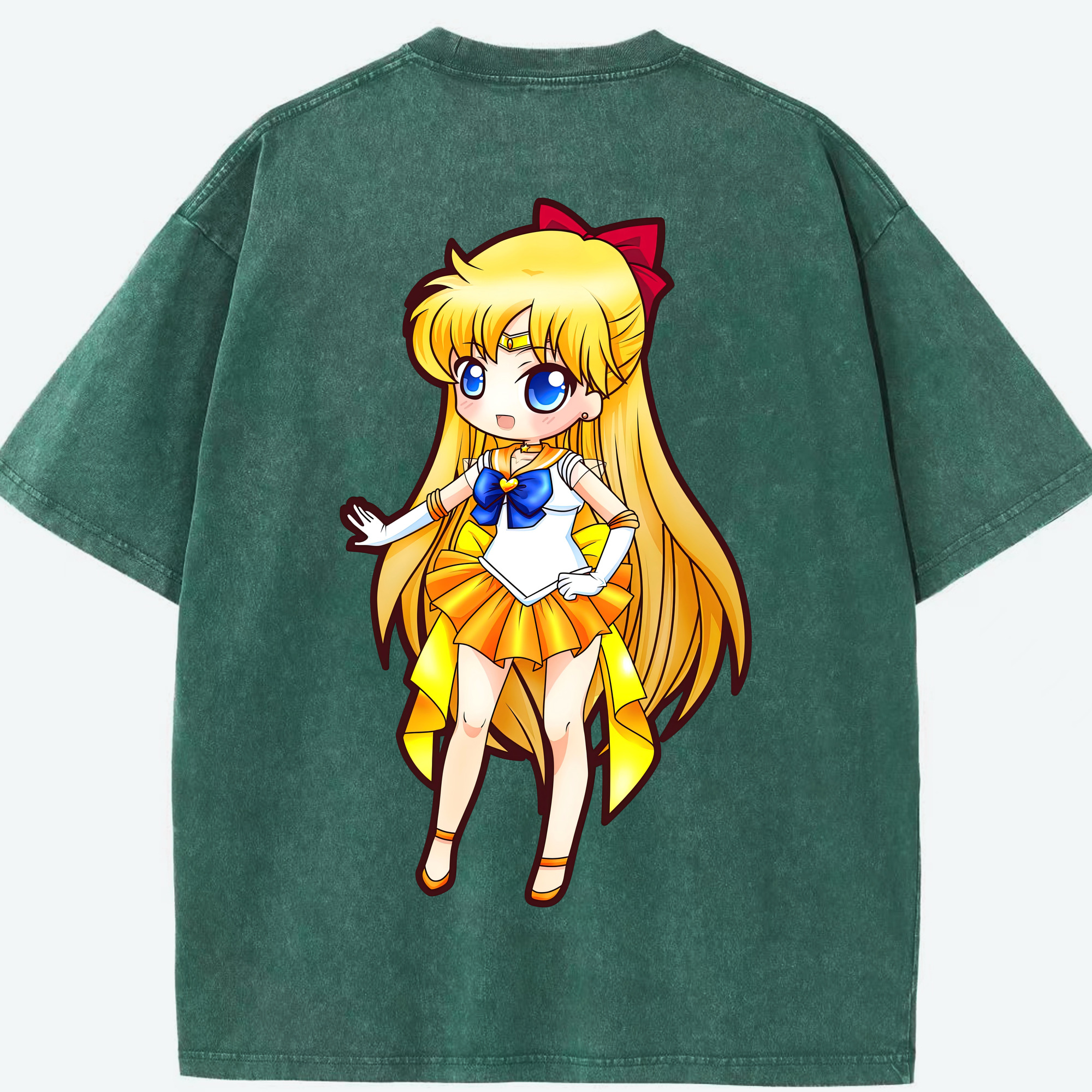 （画像用） 美少女戦士セーラームーン 愛野 美奈子 あいの みなこ Sailor Moon Aino Minako 綿100% ヴィンテージ風 半袖Tシャツ（背面プリント）